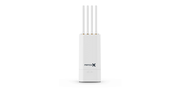 MatchX device with a tall white vertical design and multiple antennas, used for high-performance wireless communication and IoT network connectivity.